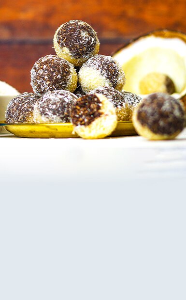 Choco Coconut Rice Ada Laddu