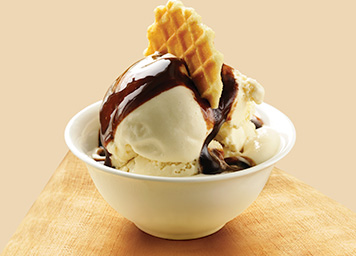 Vanilla Ice Cream with Chocolate Sauce
